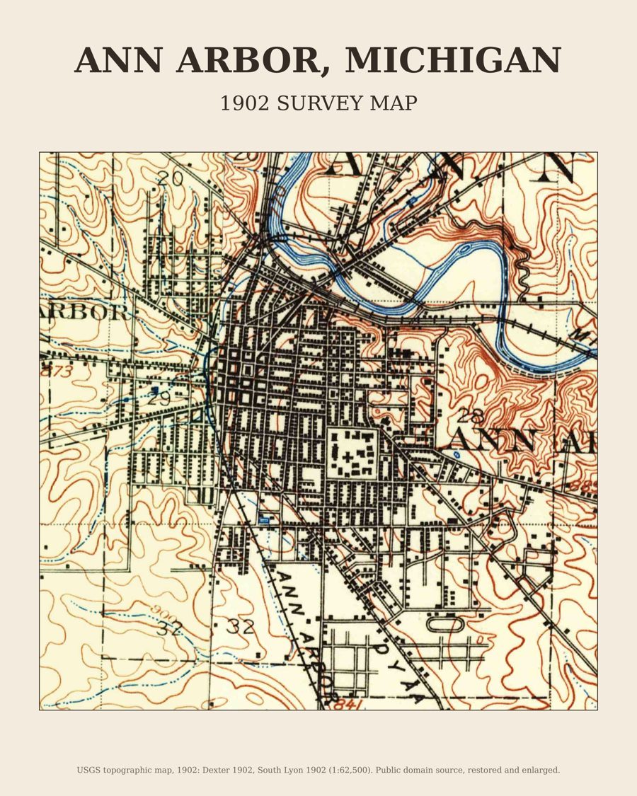 Ann Arbor, Michigan on the 1902 USGS topographic map