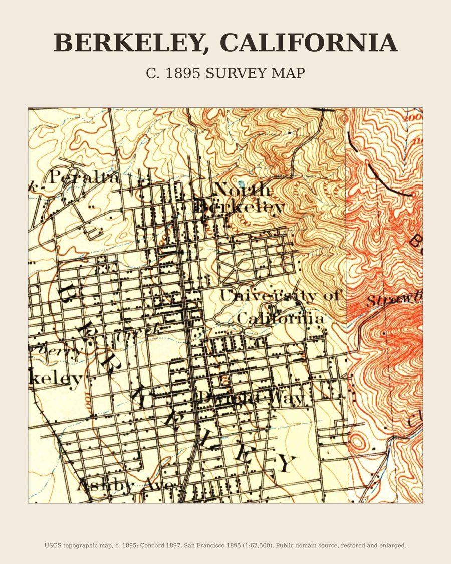Berkeley, California on the c. 1895 USGS topographic map
