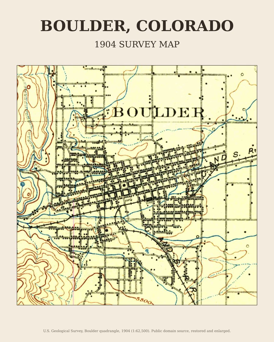 Boulder, Colorado on the 1904 USGS topographic map