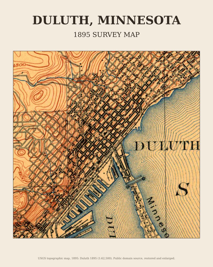 Duluth, Minnesota on the 1895 USGS topographic map