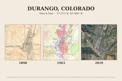 Durango, Colorado then and now map