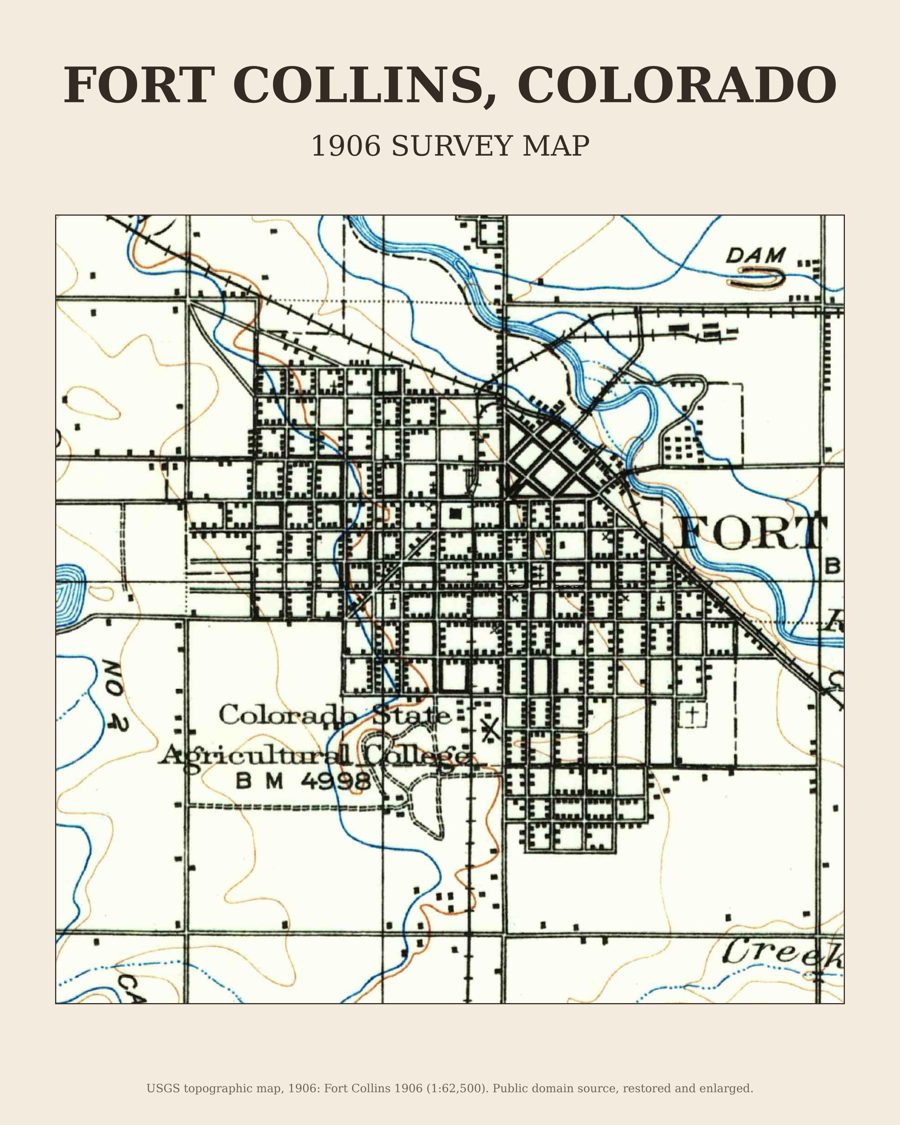 Fort Collins, Colorado on the 1906 USGS topographic map