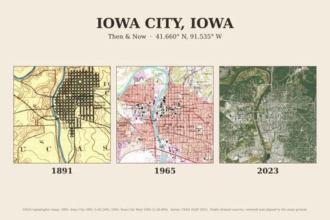 Iowa City, Iowa then and now map