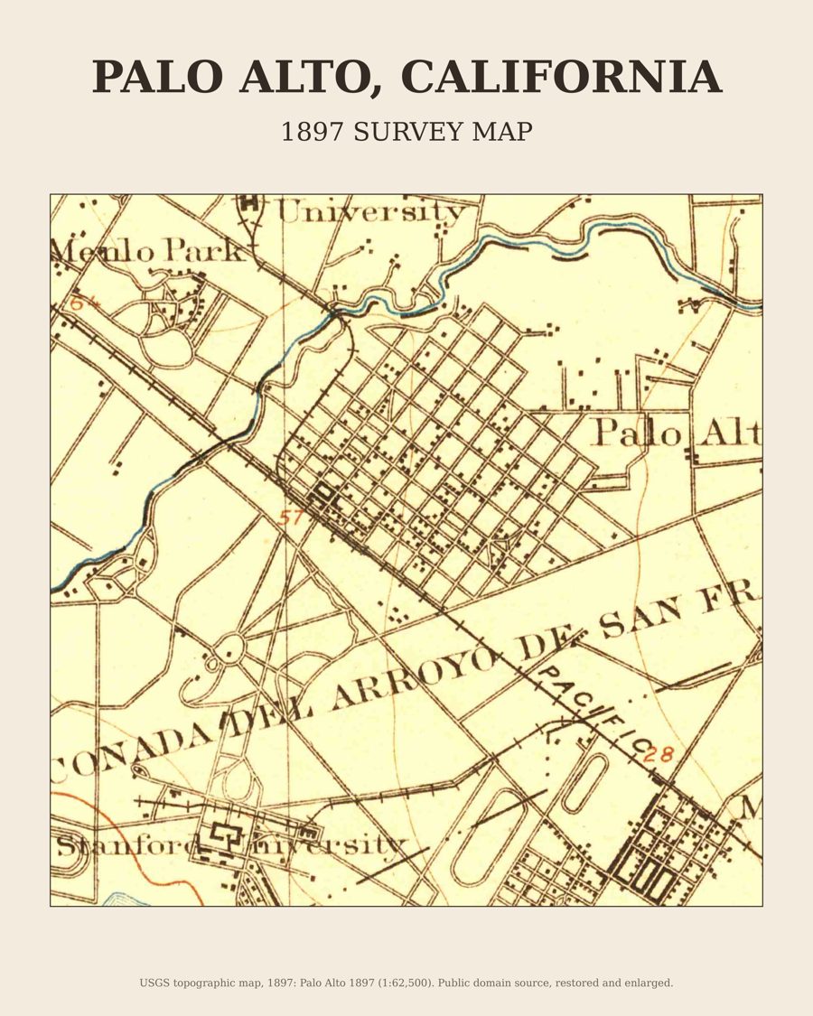 Palo Alto, California on the 1897 USGS topographic map