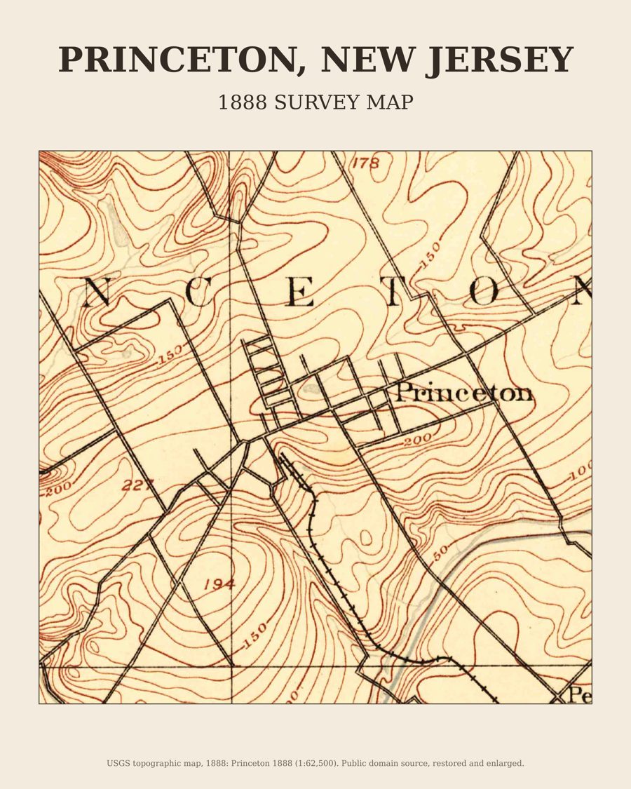 Princeton, New Jersey on the 1888 USGS topographic map