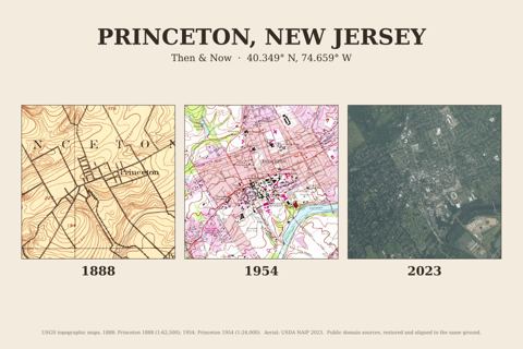 Princeton, New Jersey then and now map