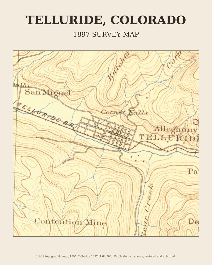 Telluride, Colorado on the 1897 USGS topographic map