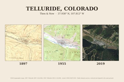 Telluride, Colorado then and now map
